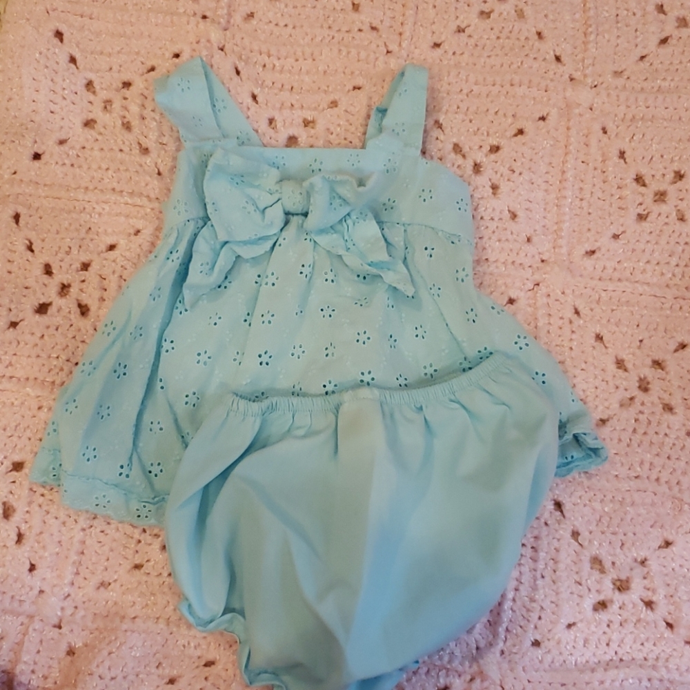 Blue Eyelet Top and Bloomers